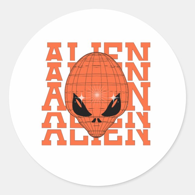 STICKER ROND ALIEN ORANGE (Devant)