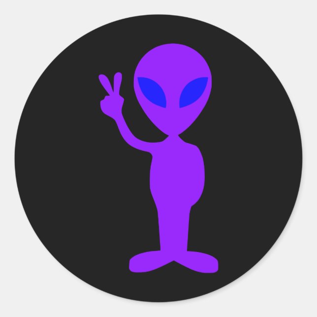 Sticker Rond Alien pourpre (Devant)