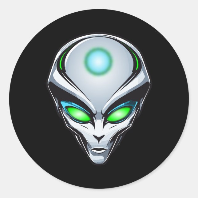 Sticker Rond Alien UFO Abduction espace fête d'anniversaire (Devant)