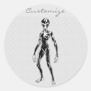 Sticker Rond Alien UFO Thunder_Cove