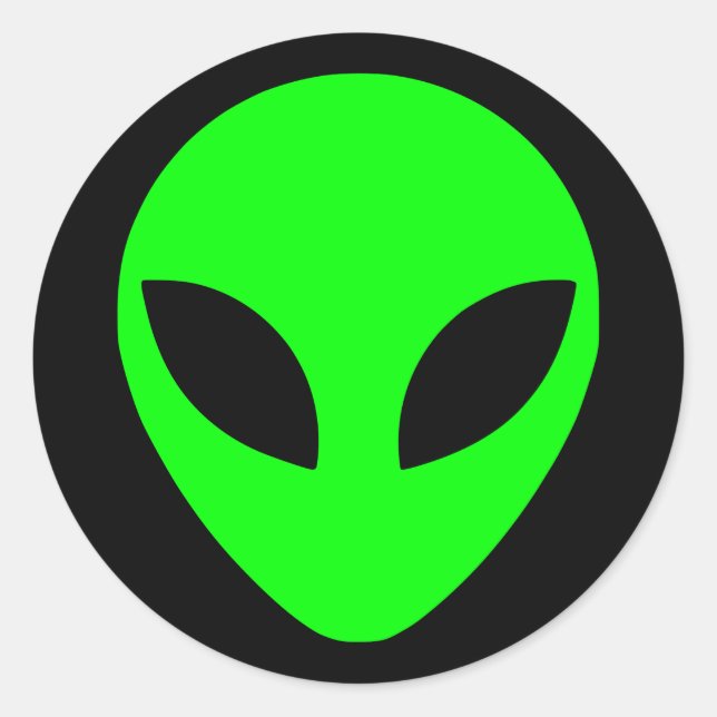 Sticker Rond Alien vert et noir (Devant)