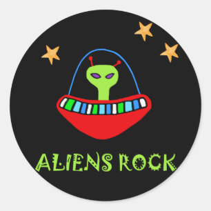 Sticker Rond aliens, OK !