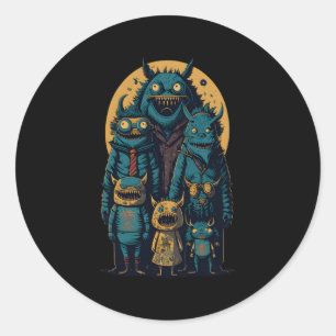 Sticker Rond Aliens Préhistoriques Atterrissant Sur Heo