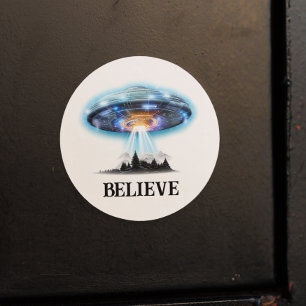 Sticker Rond Aliens UFO Believe