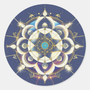 Sticker Rond Alignement Étoile Dorée – Un Univers de Géométrie