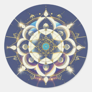 Sticker Rond Alignement Étoile Dorée – Un Univers de Géométrie