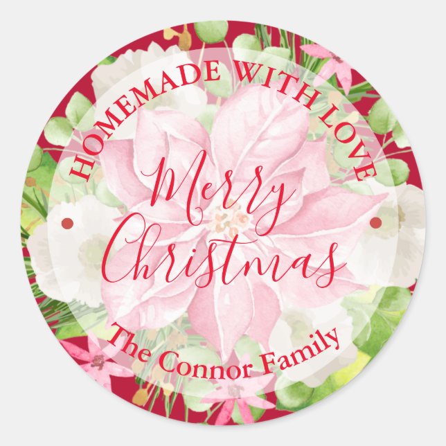 Sticker Rond Alimentation maison Traite de Noël Cuisine Poinset (Devant)