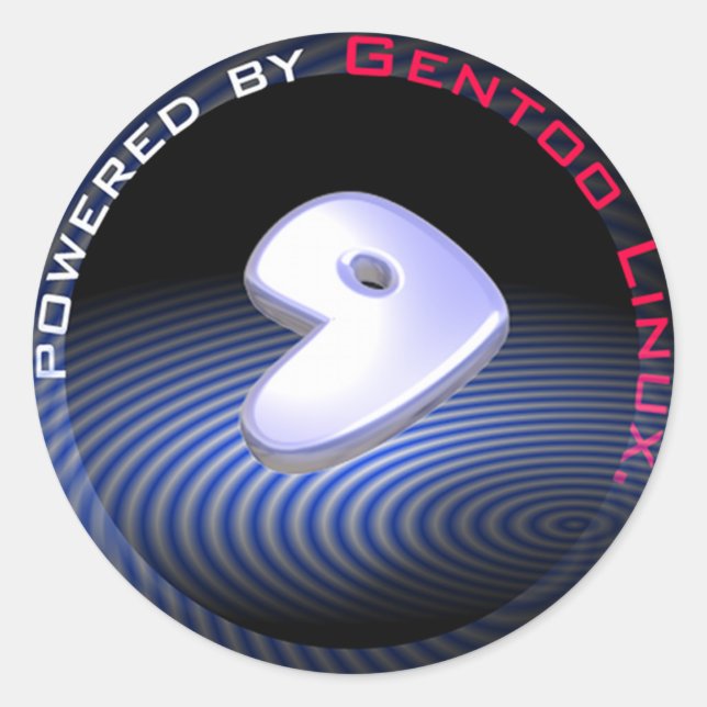 Sticker Rond ALIMENTÉ PAR Gentoo Linux (Devant)
