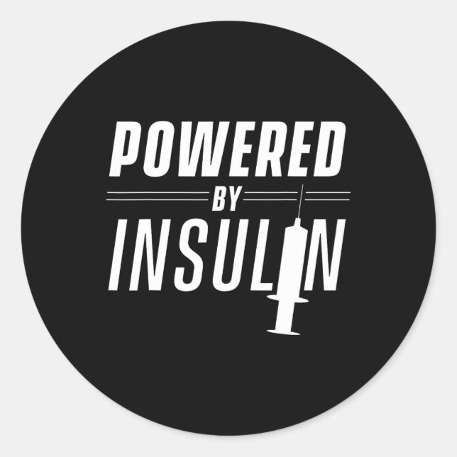 Sticker Rond Alimenté Par Insuline Dit Diabète Diabéticien Aw (Devant)