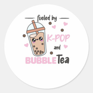 Sticker Rond Alimenté Par K Pop Et Bubble Tea Kawaii Boba Tea