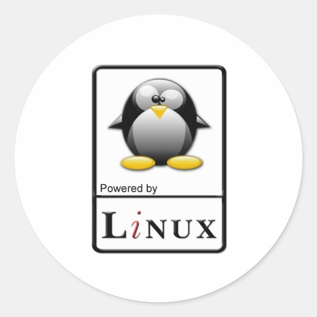Sticker Rond Alimenté par Linux (Devant)
