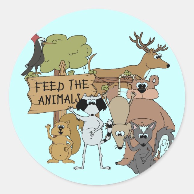 Sticker Rond Alimenter les animaux (Devant)