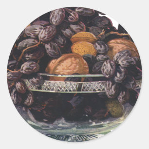 Sticker Rond Aliments Anciens, Noix et Amandes, Fruits et Noix