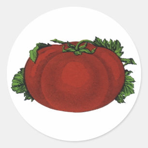 Sticker Rond Aliments vintages, tomates mûres, légumes et fruit