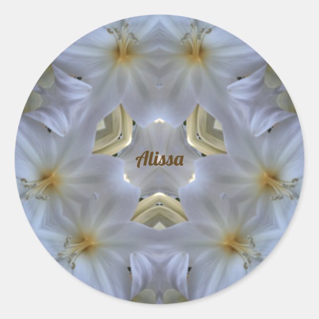 STICKER ROND ALISSA ~ EASTER LILY RELIGIEUX BLANC ~ (Devant)