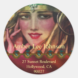 Sticker Rond Alkmaar Cachemire en rouge et or