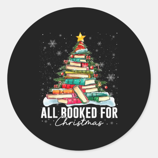 Sticker Rond All Booked For Christmas Book Christmas Tree Light (Devant)