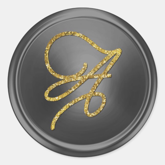 Sticker Rond ALL INITIALS Gold Script Monogram Dark Gray (Devant)