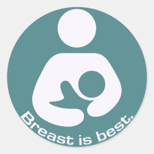 Sticker Rond Allaitement Icône Le Sein Est Le Meilleur Turquoi