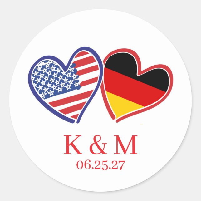 Sticker Rond Allemand Mariage américain (Devant)