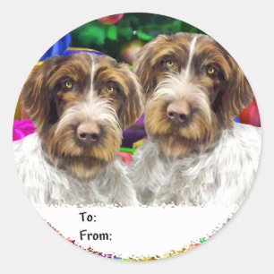 Sticker Rond Allemand WH Pointer Open Cadeaux Noël Tags cadeaux
