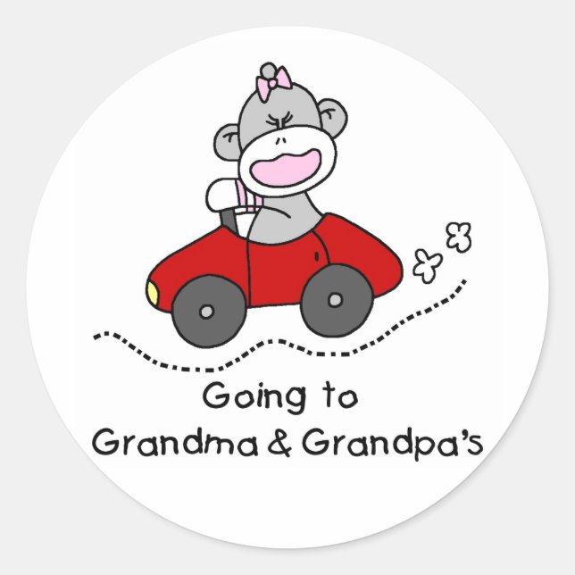 Sticker Rond Aller à grand-mère et grand-père (Devant)