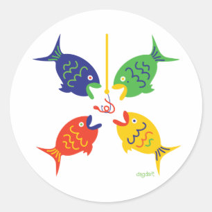 Sticker Rond Aller à la pêche !