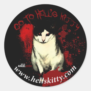 Sticker Rond Aller à l'autocollant Kitty de l'enfer
