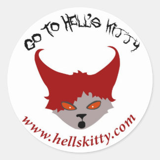 Sticker Rond Aller à l'autocollant Kitty de l'enfer
