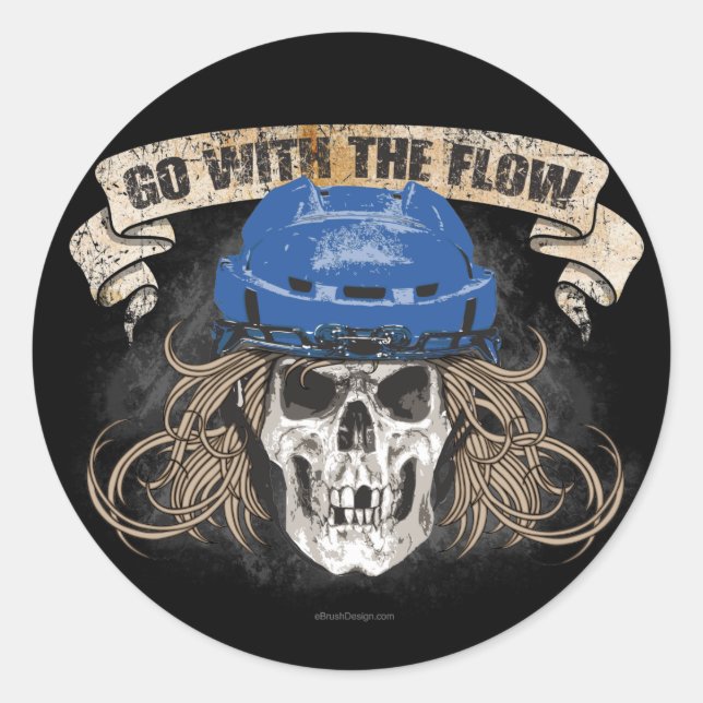 Sticker Rond Aller avec le Flux (Hockey Hair) Bleu (Devant)