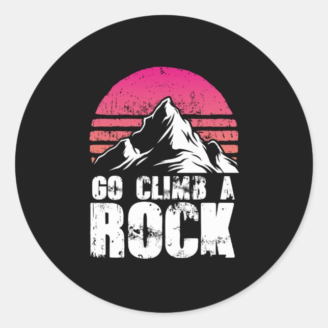 Sticker Rond Aller gravir un rocher (Devant)