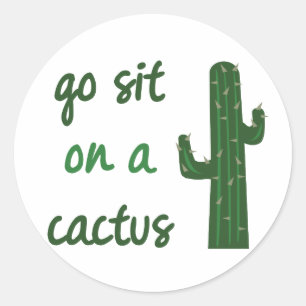 Sticker Rond Aller S'Asseoir Sur Un Cactus