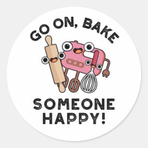 Sticker Rond Aller Sur Cuire Quelqu'Un Joyeux Boulanger Outils 