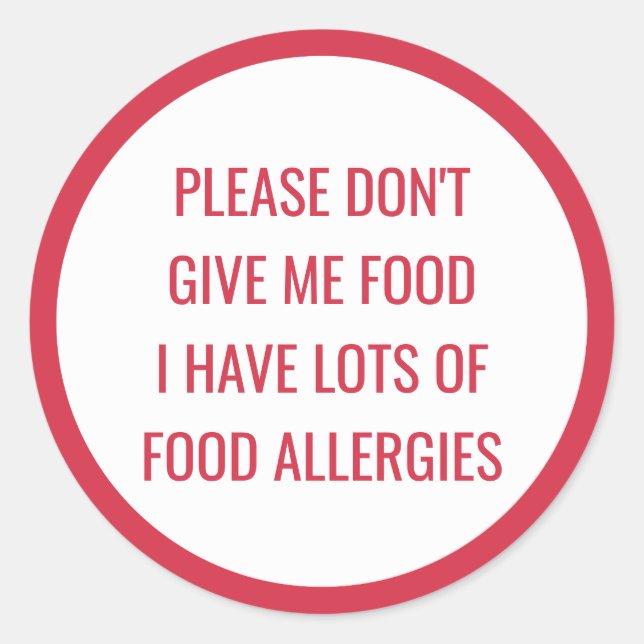 Sticker Rond Allergie alimentaire pour enfants S'il vous plaît  (Devant)