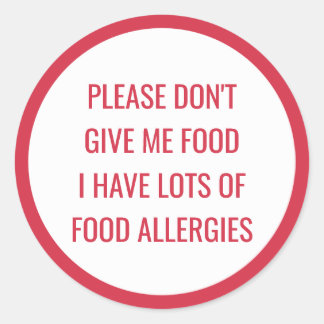 Sticker Rond Allergie alimentaire pour enfants S'il vous plaît 