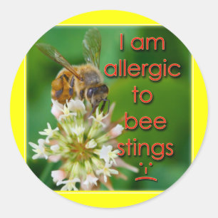 Sticker Rond Allergie aux piqûres d'abeilles - idéal pour les e
