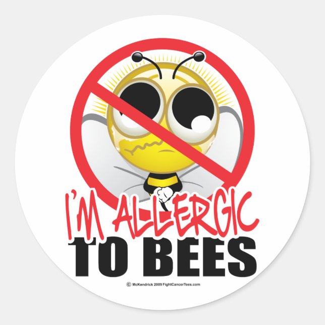 Sticker Rond Allergie des abeilles (Devant)