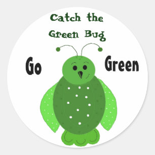Sticker Rond Allez au vert avec la punaise verte