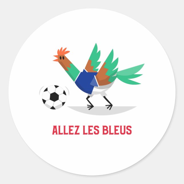Sticker Rond Allez les Bleus France Soccer (Devant)
