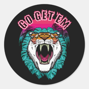 Sticker Rond Allez les obtenir - Tiger Face Design graphique