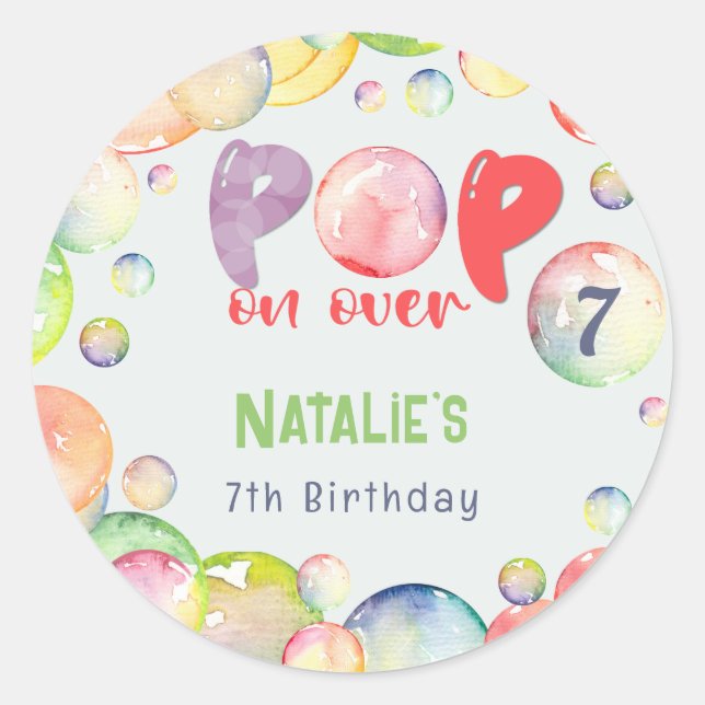 Sticker Rond Allez-y ! Boules de savon enfant d'anniversaire (Devant)
