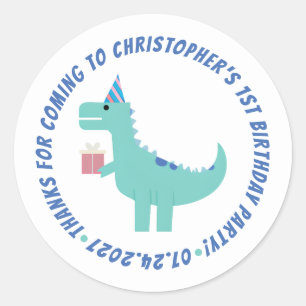 Sticker Rond Alligator de fête mignonne Merci d'anniversaire