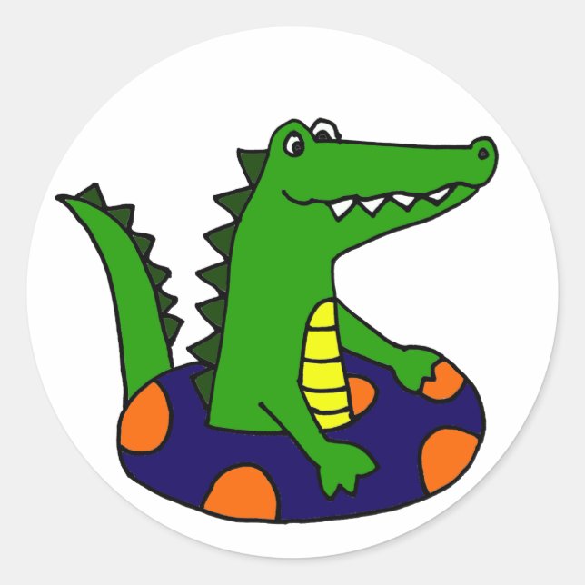 Sticker Rond Alligator drôle dans le tube intérieur (Devant)