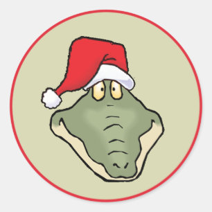 Sticker Rond Alligator Père Noël principal
