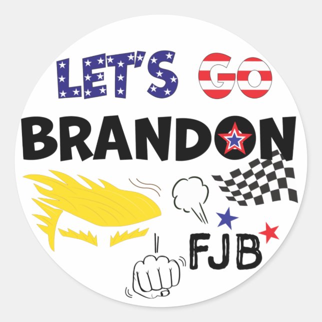 STICKER ROND ALLONS BRANDON AVEC TRUMP (Devant)