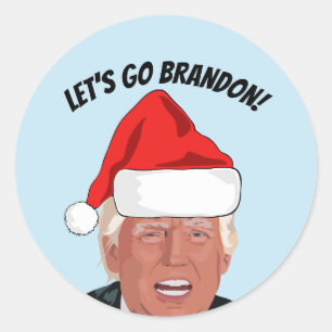 STICKER ROND ALLONS BRANDON ! TRUMP NOËL