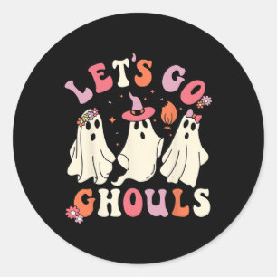 Sticker Rond Allons Gouls Drôle Éffrayant Fantôme Halloween pou