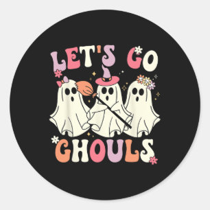 Sticker Rond Allons Gouls Halloween Ghost Costume Retro Groo