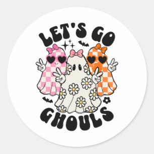 Sticker Rond Allons Gouls Halloween Ghost Floral Mer Éffrayante