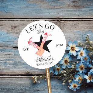 Sticker Rond Allons-y les Filles Cowgirl Personnalisée Enterrem
